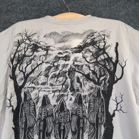 Anvil Men's Virtus Death Wicked T-Shirt Gray Large Skull Grim Reaper Graphic - Picture 8 of 16